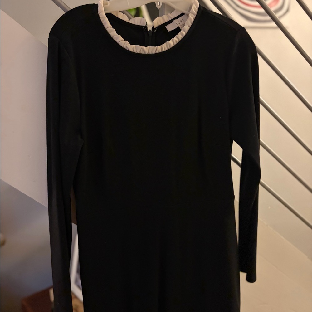 LOFT Black and White Long Sleeve Dress